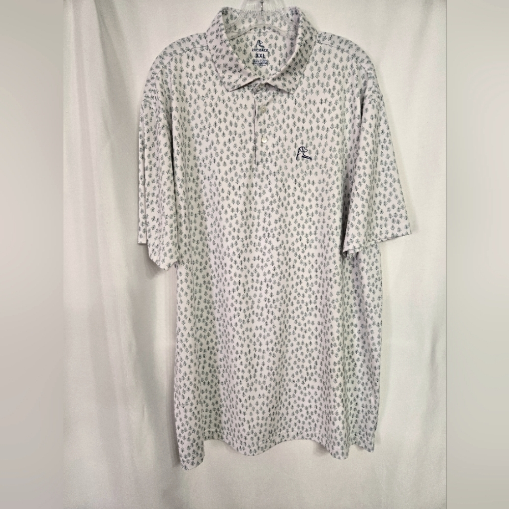 Rhoback White and Green Patterned Polo Shirt